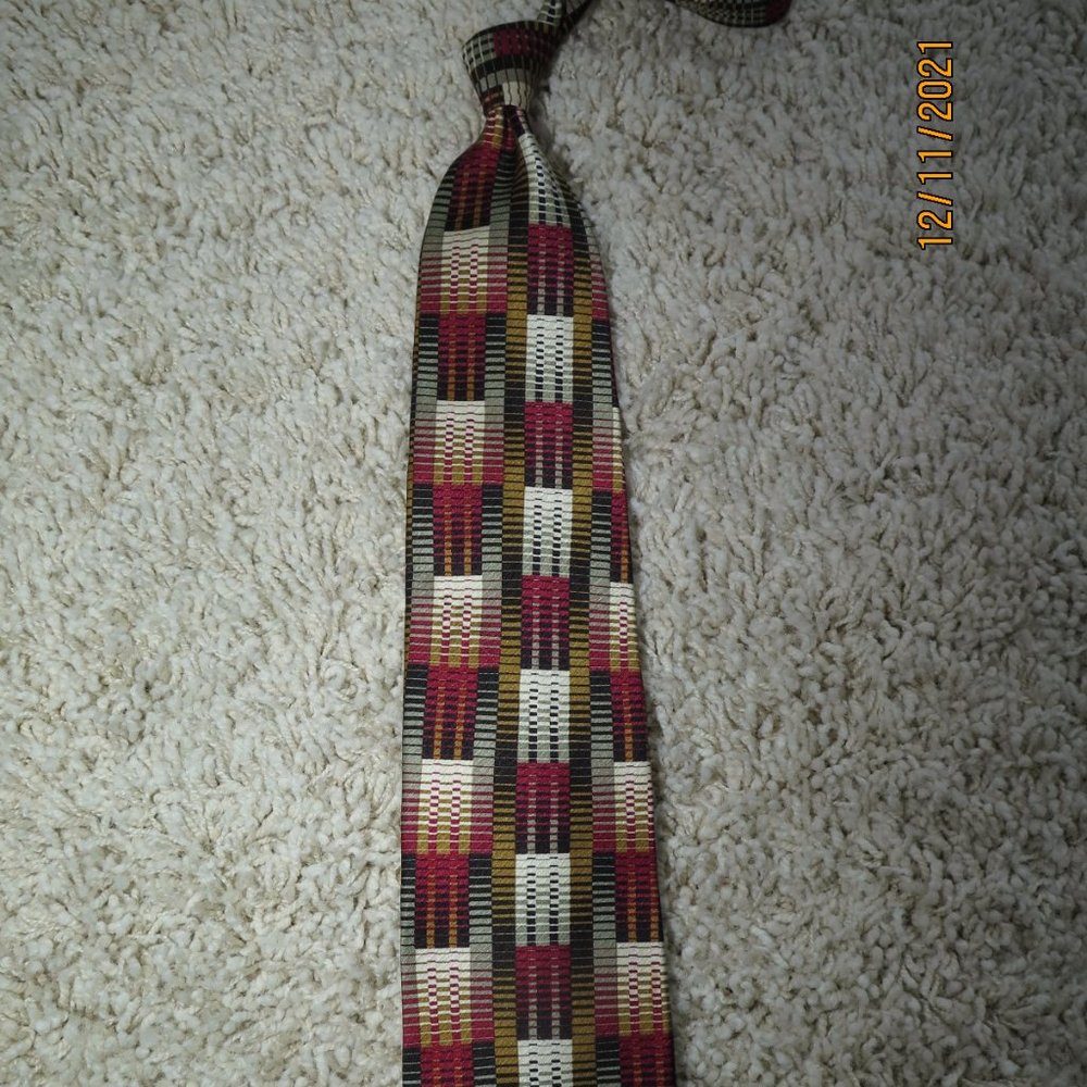 Jhane Barnes Silk Tie Burgundy Olive 4